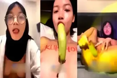 Cewek Hijab Indo Live Colmek Ganas Pakai Timun Gede
