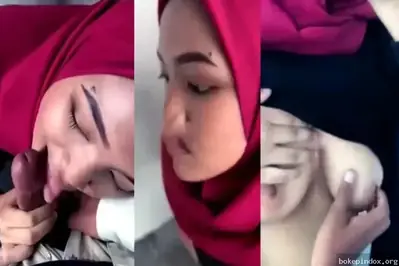 Ukhti Hijab Merah Crot Full di Mulut Sampe Netes